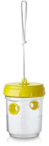 GEEZY Wasp Trap – Effective Fly Catcher & Bee Deterrent for Outdoor & Indoor Use – Leakproof, Organic Bait, Lightweight – Traps Wasps, Fruit Flies, Hornets & Yellow Jackets