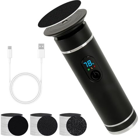 Hornhautentferner Elektrisch Testsieger, Professionelles Elektrischer Hornhautentferner mit 2 Einstellbare Geschwindigkeit und 60Pcs Ersatz Schleifkissen für Tote Harte Rissige Haut