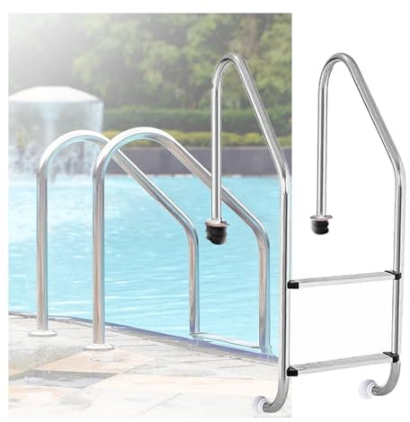 Simbassängstege, 2/3 Steg I Rostfritt Stål Poolsteg, Poolsteg Med Böjda Ledstänger For Vattenparksfiskdammspool(2-Steps1.0mm)