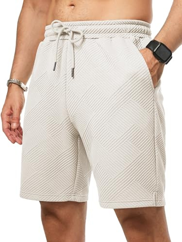 Elegancity Mens Casual Shorts Waffle Sports Running Gym Training Sweat Shorts Summer Beach Jogging Shorts Drawstring Elastic Waist S-3XL