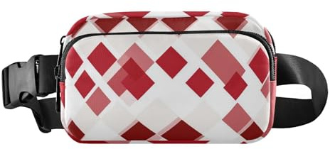 Modische Bauchtasche für Damen, Herren, Teenager, wasserabweisend, Crossbody-Tasche mit verstellbarem Riemen, für Einkaufen, Sport, Arbeit, Weiß / Rot