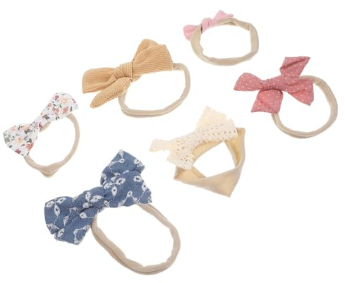 WEKAMOS 6 Fasce per Chioma Fiocco per Neonata, Cerchietti e Accessori per Chioma per Bambine in Cotone Morbido, Set da 6 Pezzi per Ragazzo Ragazza, Fasce Elastiche Comode per Uso