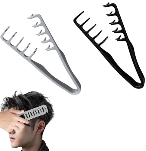 2 peignes texture et peigne dent large pour coiffure volumineuse, Léger en gris et noir pour hommes et femmes, outil racine volume avec design texturé lisse pour soins quotidiens