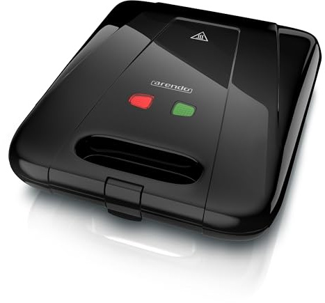 Arendo - Sandwichmaker XXL – für 4 Sandwiches – 1400 W – Sandwichtoaster mit Antihaftbeschichtung – Schnellaufheizung – automatische Temperaturregelung – integrierte Kabelaufwicklung – rutschfeste Füß