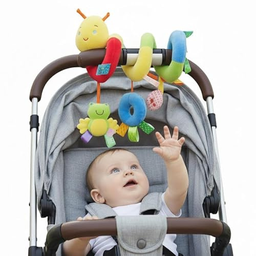 JYNVO Espiral de Actividad Bebé Abeja, Juguete Cochecito con Sonajero, Colgable en Litera/Asiento/Portabebé, Juguetes Bebés 0-3 Meses