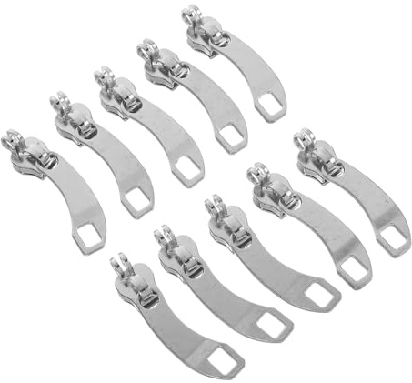 JECOMPRIS Lot de 10 Tirettes de Fermeture Éclair en Nylon 8 Trou Argentées Remplacement pour Valises et Paquet de Voyage Accessoire Léger et Solide pour Réparation Rapide