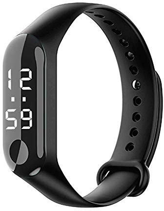 Tonsee LED Digitalanzeige Armbanduhr Fitness Armband - Silikon Stoppuhr, Sportuhr Mit Schrittzähler, Kalorienzähler - Smart Mode Sport Uhr für Damen, Herren und Kinder (Schwarz)