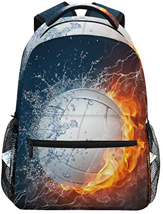BKEOY Ryggsäckar kreativ vatten eld volleyboll multifunktion dagväska för män kvinnor pojkar flickor resor vandring camping skola bokväska, flerfärgad, En storlek