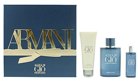 Giorgio Armani Acqua Di Gio Profondo 3-teiliges Geschenkset: Eau de Parfum 75 ml – Eau de Parfum 15 ml – Duschgel 75 ml