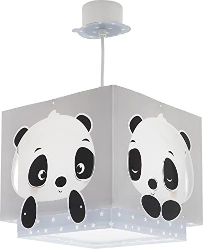 Dalber Lampe kinderzimmer, kinderlampe Pendelleuchte Hängelampe, Deckenleuchte Kinder, Deckenlampe kinderzimmer Panda Pandabär Tiere Blau, 63162T, E27