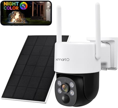 xmartO SDP3034 Night Color 2K QHD Solar Wire-Free PTZ Security Camera, Outdoor WiFi 6 Dual Band, AI Tracking, Thermal Detection, Spotlight&Siren, Non-Stop Solar Power, SD/NVR/Cloud Storage