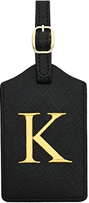 Luggage Tag PU Leather for Suitcase Baggage Handbag Travel Bag Label Suitcase Tag Label Tag w. Name Card & Privacy Cover (K)