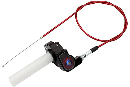 PEESHON Empuñadura de Motocicleta Con Cable Del Acelerador,Cable de Manillar de 7/8 Pulgadas,Cable Del Acelerador de Rotación Rápida para Motos de Cross Y Atv De Bolsillo de 50-200 CC(Rojo)