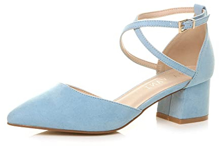 AJVANI Womens Ladies mid Block Heel Cross Strap Evening Mary Jane Court Shoes Size 8 41