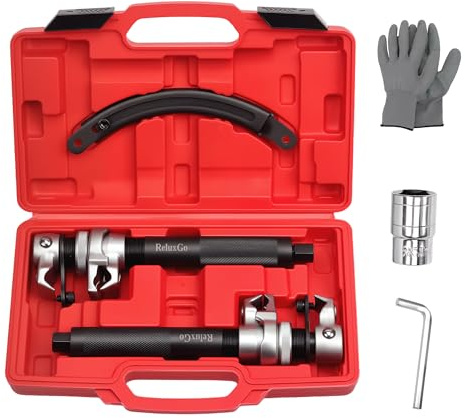 ReluxGo Coil Spring Compressor Tool Automotive 2 pcs Heavy Duty Macpherson Strut Spring Compressor Set with Safety Bracket for Car Truck ATV UTV, 2200 LB Capacity, Coil Spring Compression Tool