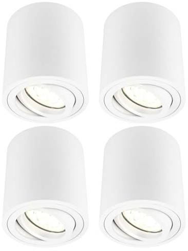 Ledvion 4 piezas foco LED de superficie blanco redondo 3W blanco calido