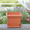 KAGM Quadratischer Blumenkübel Blumentopf Pflanztopf in Terracotta - 24cm x 24cm | H = 20cm / mit Untersetzer