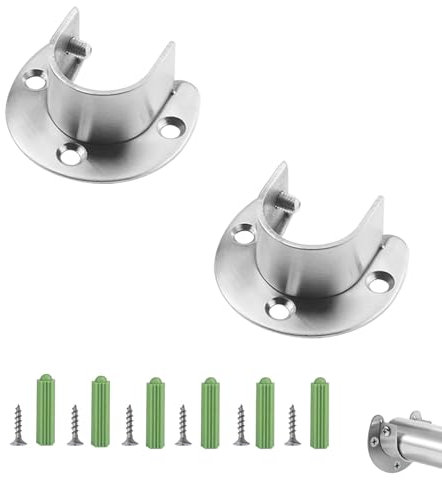 SJJJS 2 Stück Rundrohr Halterung 25mm, Kleiderstangenhalter aus Edelstahl, verstellbar Halterung für Flansch, U-Halterung, Kleiderstangenhalter für Schrankrohrstange 22 – 26 mm;