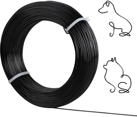 Supaway 1,5 mm Fil D'Aluminium 100m de Longueur Craft Fil D'Aluminium Fil de Bricolage Fil D'Aluminium à Modeler pour la Fabrication de Bijoux Artisanat Modeler des Armatures Sculptures Noir