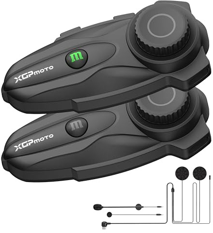 XGP X10 Intercomunicador Casco Moto Bluetooth 5.3, 10 Motociclistas Mesh Intercom de Comunicación 3000M, Auriculares Moto con Multitarea de Audio/Compartir Música, para ATV/Nieve/Esquí, 2 Paquete