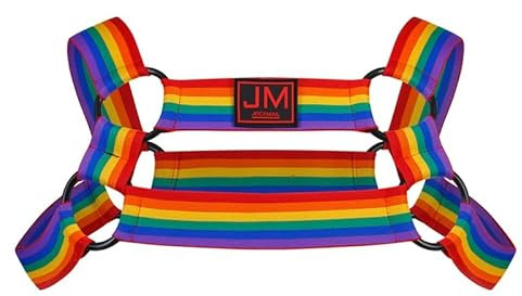 JOCKMAIL Mens Chest Harness Strong Nylon Body Chest Elastic Shoulder Strap Sexy Underwear for Men Stage Costume Clubwear (Rainbow, One Size)