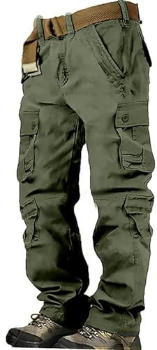 Generico Pantaloni da Lavoro per Uomo, Protettivi, Antitaglio, Cargo, Acciaio-Nero-Arancione - Pantaloni da Trekking e da Lavoro per Saldatore