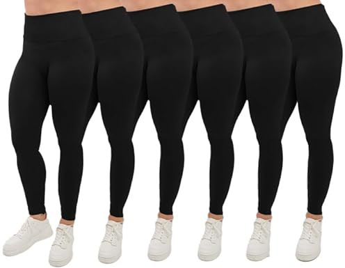 Love My Fashions® Women's 6 Pack Super Soft High Waisted Elasticated Tummy Control Winter Warm Thick Fleece Lined Seamless Full-Length Leggings for Workout & Running