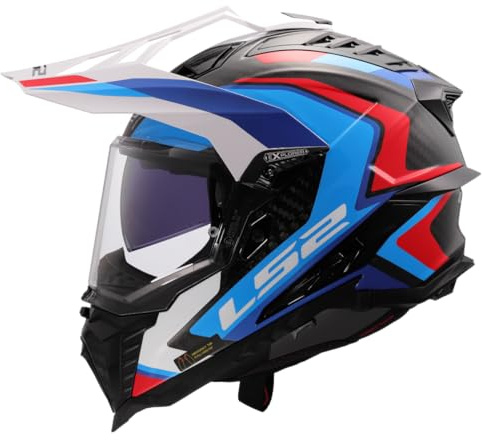 LS2, Casco Moto Cross EXPLORER CARBON FRONTIER II Gloss White Blue, M