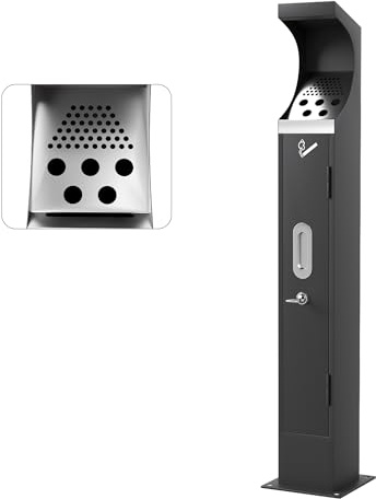 AIWFL Commercial Steel Trash Receptacle Outdoor, Standing Trash Can with Inner Bucket, Large Capacity, Trash Disposal for Home/Park/Hotel/Lobby/Office