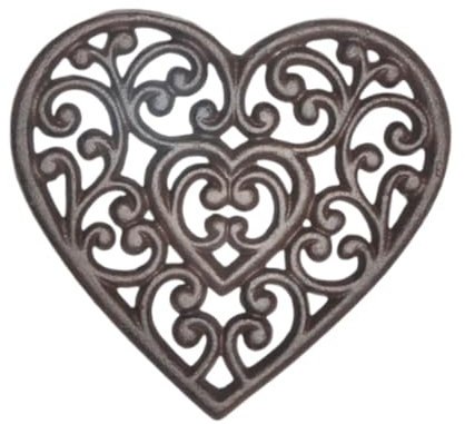 perfk Salvamanteles de Placa Caliente, Almohadilla de Metal para Olla Caliente, tapete Decorativo, Mantel Individual Resistente al Calor, Soporte para Olla, Corazón