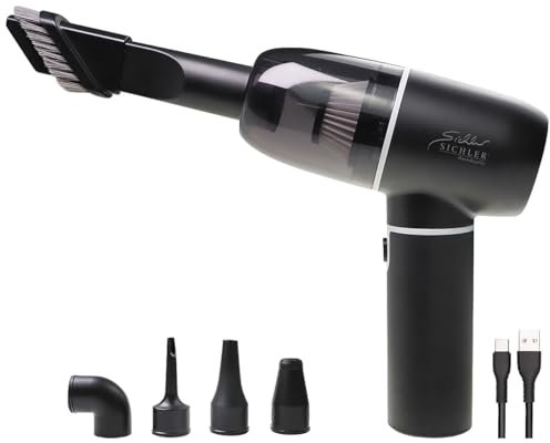 Sichler Haushaltsgeräte Hand-Staubsauger: 4in1-Akku-Handstaubsauger & Gebläse, Brushless-Motor, HEPA, 14 kPa (Handstaubsauger mit Vakuumfunktion, beutellos, Kfz Ladegerät)