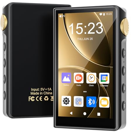 Reproductor MP3 HiFi con Bluetooth y WiFi, Reproductor de música de Alta resolución ZAQE Android 12, DAC DSD sin pérdidas Flac, Equipado con una Tarjeta de Memoria de 64 GB., admite hasta 512 GB.