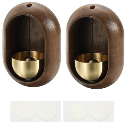 PATIKIL 2 Juego De Campanas Para Tiendas Campana Magnética De Madera Para Puerta Campanilla Colgante Con Autoadhesivo Para Negocio De Apertura De Puerta Decoración Al Entrar Nogal Ovalado