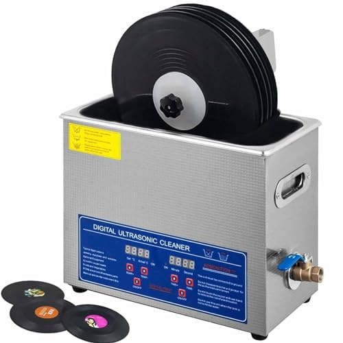 Nettoyeur à ultrasons pour disques vinyles - Machine de nettoyage à ultrasons de qualité professionnelle (180 W), lave de 1 à 6 disques simultanément - Entretien efficace et facile