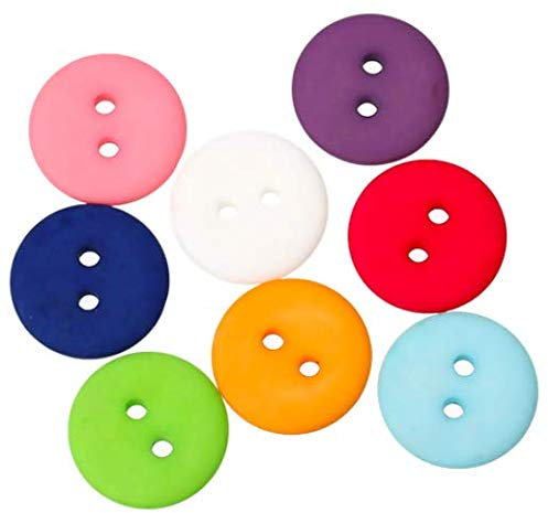 50 Stück bunte Harzknöpfe 18mm 2-Loch rund im Mix - Knöpfe Kinderknöpfe Knopf aus Harz 2-Loch-Knöpfe Bastelknöpfe zum basteln annähen Nähen an Kinderkleidung