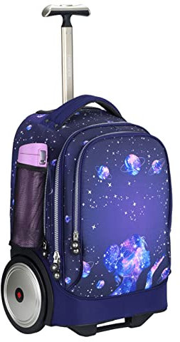 UNIKER Rolling Laptop Bag for 14 Inch Laptop,Carbin Bag with Big Wheels,Community Nurse Bag on Wheels Work case,Roller Backpack for School Blue, Business Daypack,Laptop Roller Case