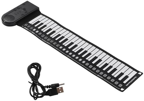 Kcvzitrds Tastiera Piano Roll Up Piano Elettrico per Principianti Pieghevole 49 Piano Elettronico Durevole