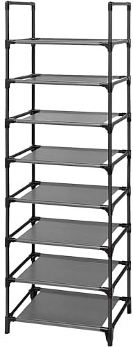 edihome, Zapatero Estrecho, 8 Niveles, (46 X 27 X 141 cm), Organizador Zapatos, Zapateros Estrechos y Altos, de Plastico, Vertical, Estanteria, Show Rack, Sapateira (8 Baldas)