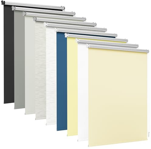 Jalousiescout Thermorollo ohne Bohren, Klemmfix Rollo mit Thermo-Beschichtung, Verdunkelungsrollo für Fenster und Türen, Sonnenschutz Sichtschutz, 35 x 130 cm (BxH), Dunkelblau