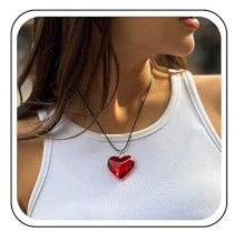 Cimenexe Collana Girocollo Cuore Rubino Bohémien Collana Ciondolo Cuore Rosso Collana Collare In Pelle Nera Collana Cuore Cera Catena Corda Gioielli Per Le Donne