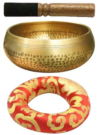 Youngwier Bol de méditation, bol chantant tibétain, fabriqué à la main, pour yoga, avec maillet de coussin, pour méditation de yoga, chakra, pleine conscience et