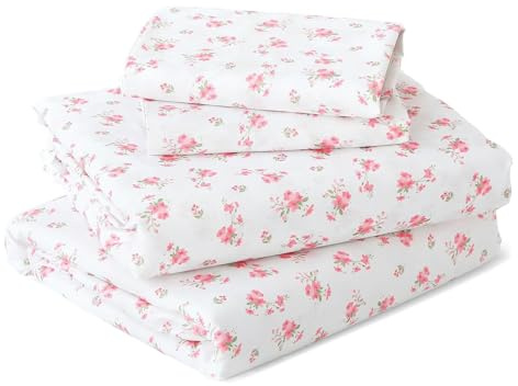 MUXHOMO Queen Size 4 Piece Sheet Set, Soft Breathable Bed Sheet Set for Bedroom with Deep Pocket Up to 16, Wrinkle-Free & Cooling Bedding for Oeko-TEX Certified - Blossoms Pink