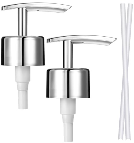 Piriuuo 2 Pcs Soap Dispenser Pump Replacement, Reusable Soap Pump Replacement Soap Dispenser Pumps Replacement Soap Dispenser Pump Soap Pump Dispenser Head for Lotio Bottles (Silver)