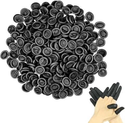 200 Pezzi Copridita Finger Cots Anti-Statico Guanti da dito Ditali in Lattice Copridita Antistatica per dita Manicotti per Riparazione Elettronica Pulizia Gioielli Lavorazione Industriale (Nero)