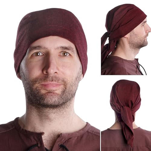 HEMAD Foulard da uomo medievale pirata 100% cotone triangolo modello: Fidegart, Colore: rosso, Taglia unica