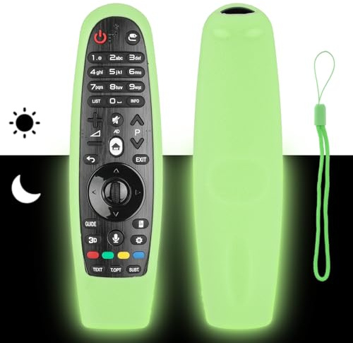 Funda para Mando a Distancia de Silicona Compatible con LG AKB75855501 ANMR20GA ANMR650A ANMR600 ANMR650 ANMR18BA Mando a Distancia Cubierta Protectora a Prueba Choques con Cordón (Verde Fluorescente)