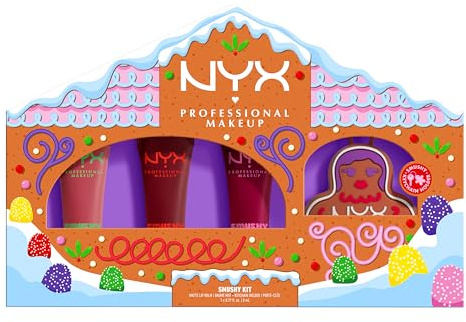 NYX Professional Makeup Holiday Giftset Smushy Kit, Smooth Flawless Lips, Vegan Matte Finish Lip Balm with free Keychain Smushy Holder, Gifts for Women