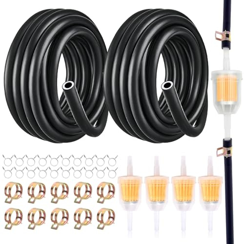 QingWing 2 stycken dubbla lager bränslerör, 2 meter flexibel för bränsle, med 4 bensinfilter, 30 slangklämmor och låsringar, bensinrörssats lämplig för bilar