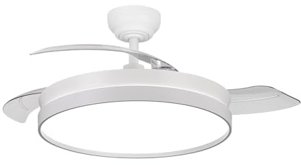 NARVI - Ventilador de Techo NANTES Ø 50 cm | Control Remoto | 3 Palas Transparentes | Iluminación LED Ajustable 60W | Motor DC Eficiente | Función Invierno/Verano | Blanco