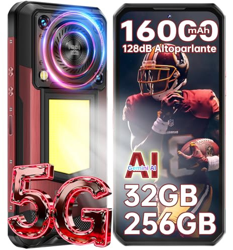 OUKITEL WP56 5G Rugged Smartphone - 32GBGB+256GB/2TF Android 15-1000LM Luce Campeggio - 6,78 FHD+ 120Hz 128dB Altoparlante 16000mAh 108MP+32MP Telefono Indistruttibile IP68/NFC/BT5.2/OTG/GPS Rosso